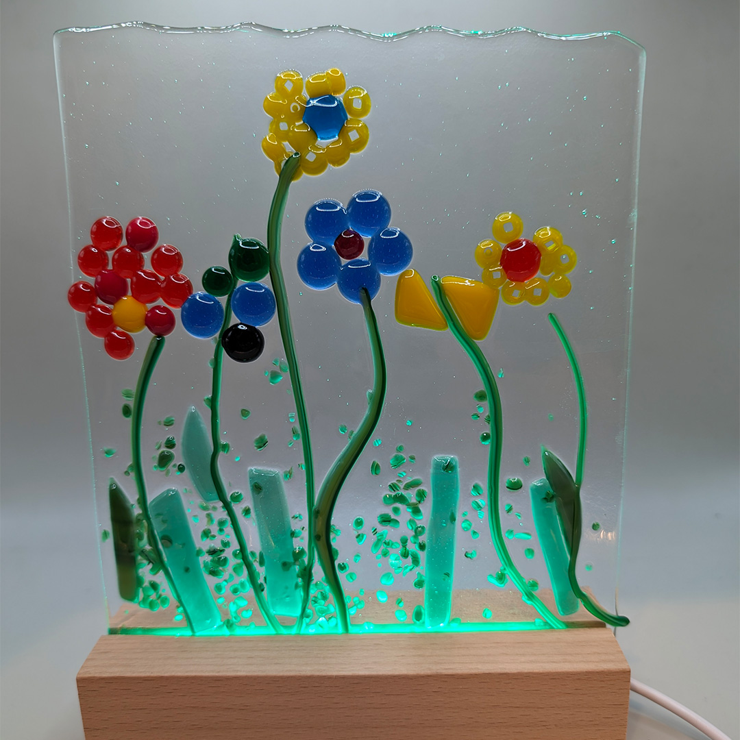 Fused glass art class LED Panels at SW Art Glass
